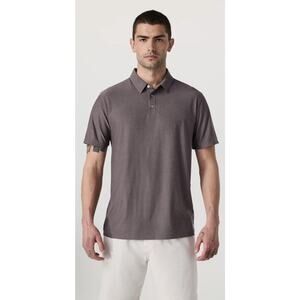 Vuori Mens Knit Strato Tech Polo Heathered Brown Sz Small NEW